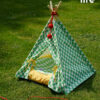 Green Lattice Cat Teepee Bed