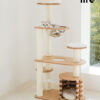 Cream Mat Wood Cat Tree - Modern Cat Tree