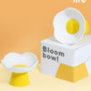 White Flower Ceramic Elevated Cat Bowl