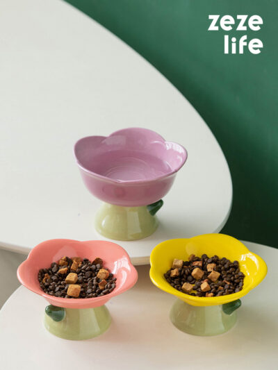 Tulip Ceramic Elevated Cat Bowls