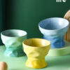 Pleated Ceramic Elevated Cat Bowls