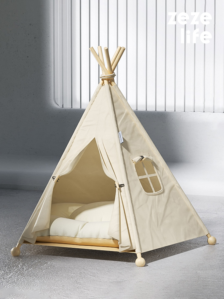 Lit tipi pour chat couleur crème - ZezeLife