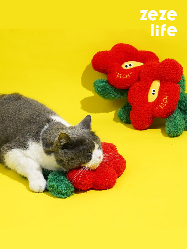 Jouet pour chat à l'herbe à chat fleur rouge - ZezeLife