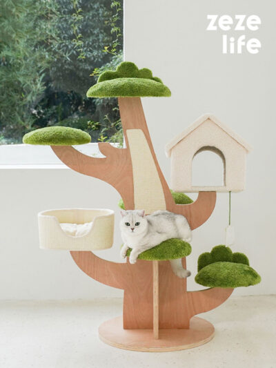 Pine Tree House Wood Cat Tree - Forest Cat Tree