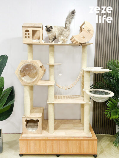 Cat Hotel Solid Wood Cat Tree