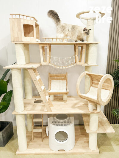 Fantasy Castle Solid Wood Cat Tree