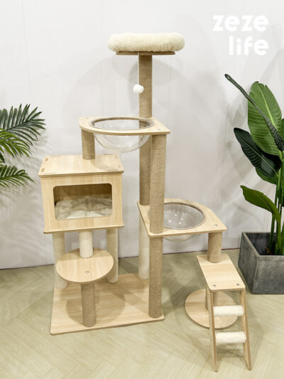 Space Capsule Nest Wood Cat Tree