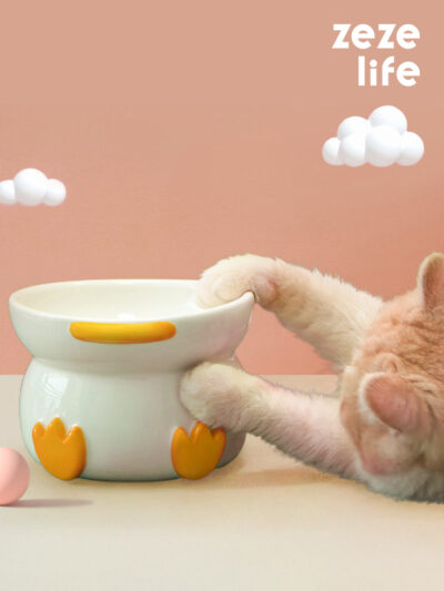 Duck Ceramic Cat Bowl - Elevated Cat Bowls