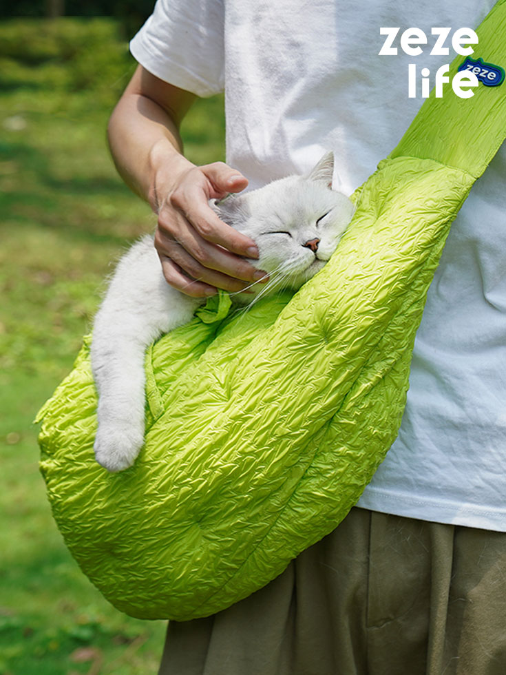 Borsa gatto goffrata verde - Zezelife