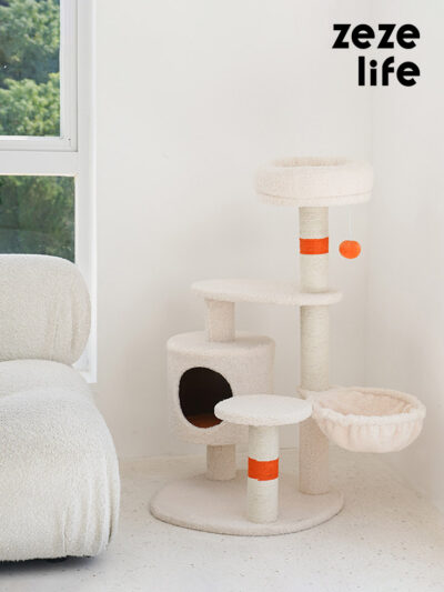 White Cream Style Cat Tree - Modern Cat Tree