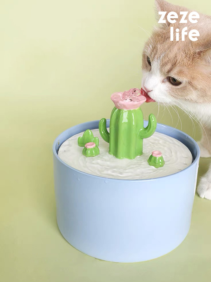Cactus Flower Cat Water Fountain