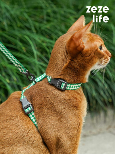 Checkerboard Cat Harness and Leash