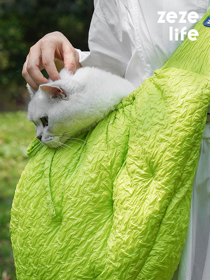 Borsa gatto goffrata verde - Zezelife