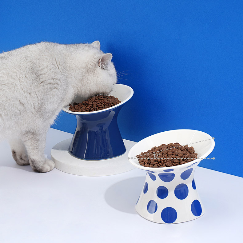 Multicolor Ceramics Elevated Cat Bowls - Zezelife