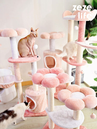 Pink & Flower Cat Tree