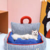 Charming Blue Striped Cat Couch