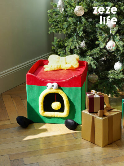 Foldable Christmas Gift Box Cat Bed - Christmas Cat Bed