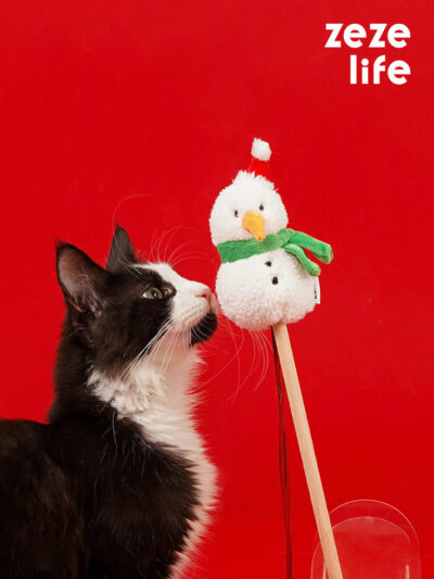 Christmas Snowman Catnip Cat Wand Toy