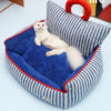 Charming Blue Striped Cat Couch