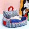 Charming Blue Striped Cat Couch