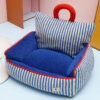 Charming Blue Striped Cat Couch