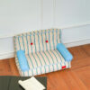 Blue and White Striped Cat Couch