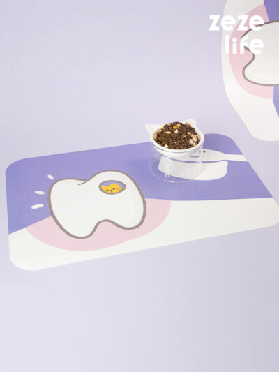 Cartoon Teeth Cat Food Mat