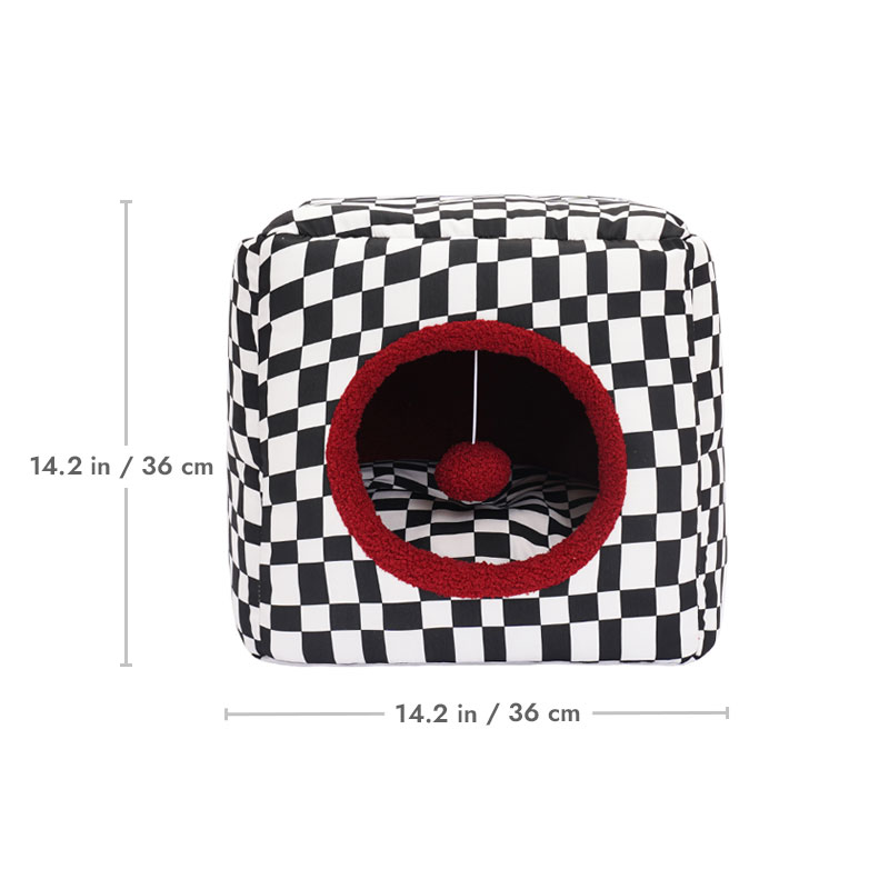 Black and White Checkered Cat Bed &Dice Cat Cave Bed