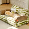 Green Vintage Diamond Cat Couch