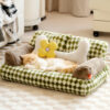 Green Vintage Diamond Cat Couch