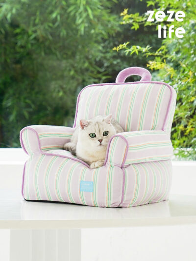 Purple Striped Cooling Cat Sofa