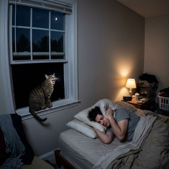 Male Cat Yowling at Night image