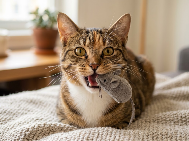 Why Does My Cat Bring Me Toys and Meow? image